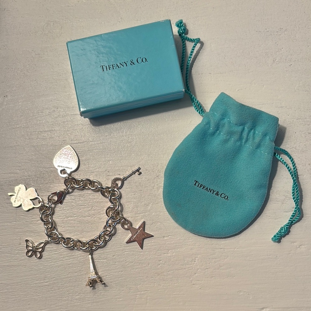 Tiffany & Co. Silver Charm Bracelet with Classic Chain-Link Design